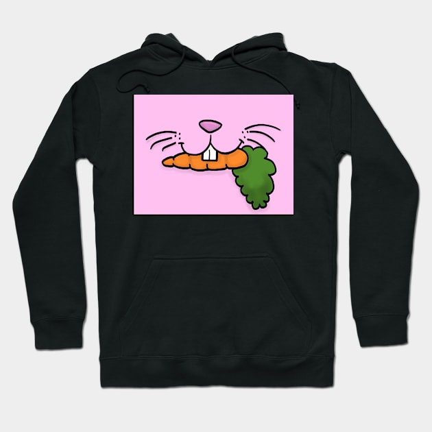 Bunny Mouth With Carrot Face Mask (Pink) Hoodie by dogbone42